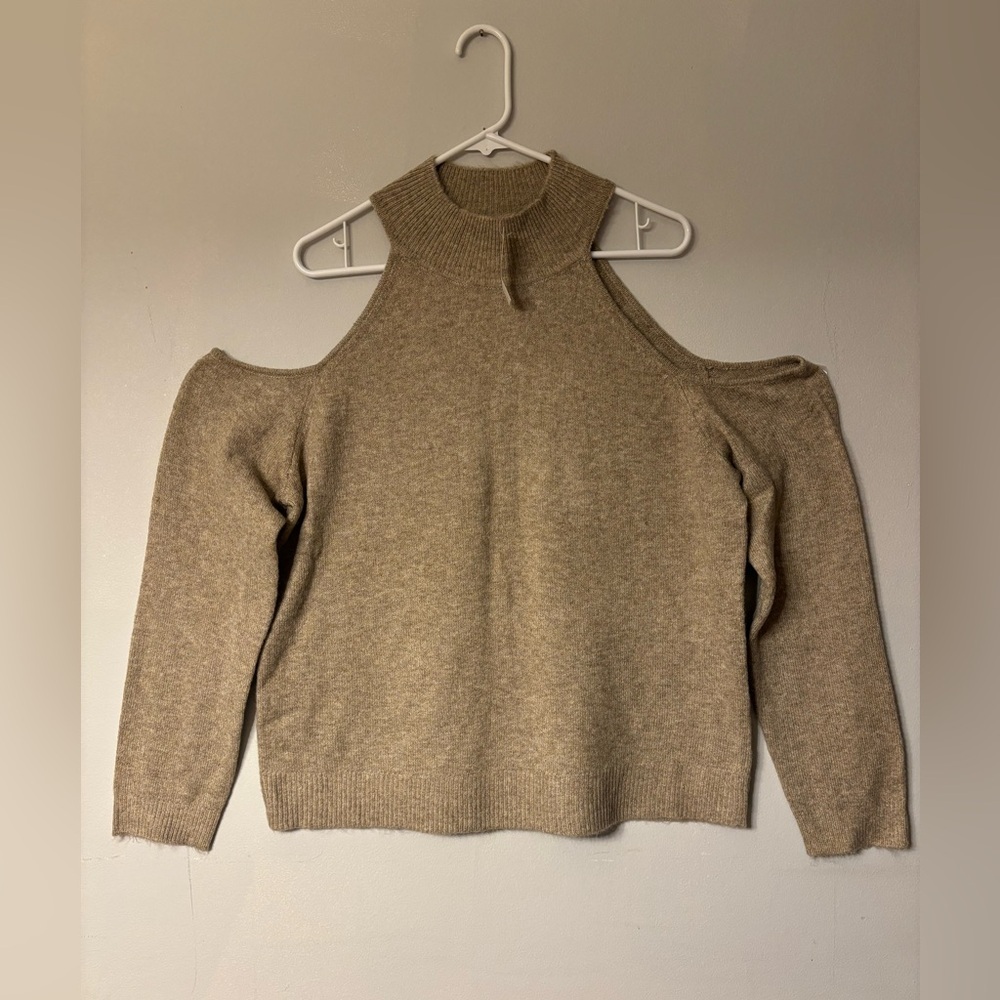 New York & Company Beige Cowl Neck Sweater